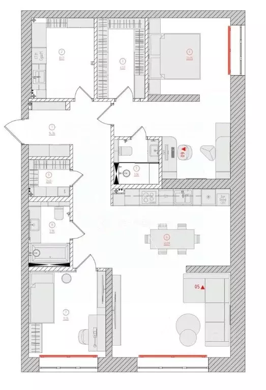 2-к кв. Ханты-Мансийский АО, Сургут Пролетарский просп., с9 (108.0 м) - Фото 2