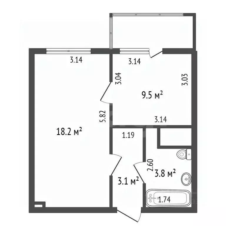 1-к кв. Санкт-Петербург ул. Дыбенко, 4к2 (34.6 м) - Фото 2
