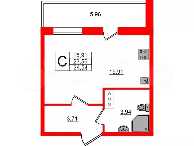 Квартира-студия, 26,5 м, 8/21 эт. - Фото 0