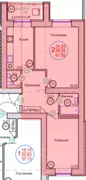 2-к кв. Башкортостан, Уфа ул. Георгия Мушникова, 27 (60.0 м) - Фото 2