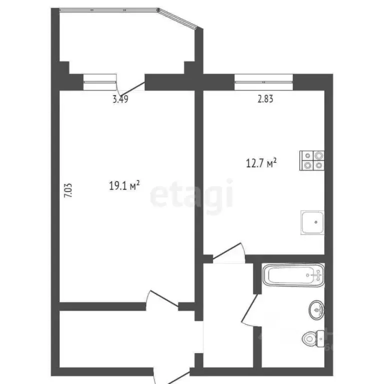 1-к кв. Ханты-Мансийский АО, Сургут ул. Иосифа Каролинского, 9 (44.4 ... - Фото 1