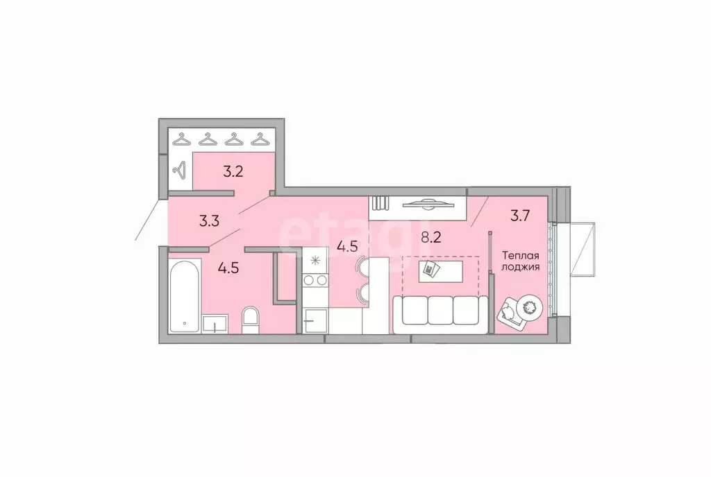 Квартира-студия: Чита, микрорайон Хороший, 9 (27.4 м) - Фото 1