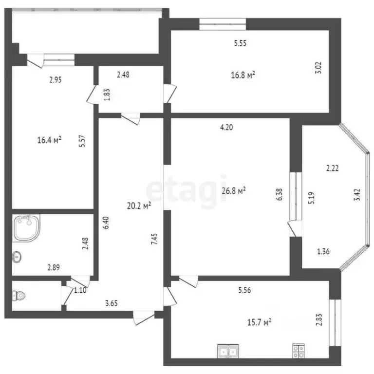 3-к кв. Тюменская область, Тюмень ул. Герцена, 52/1 (119.1 м) - Фото 2