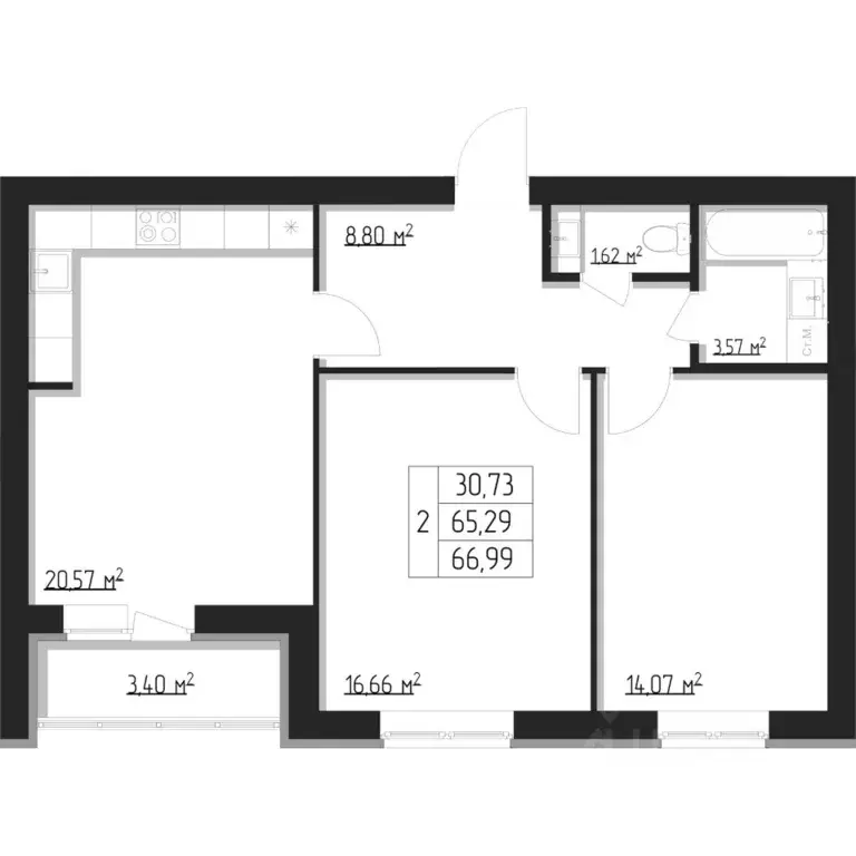 2-к кв. Мордовия, Саранск Республиканская ул., 47 (66.8 м) - Фото 1