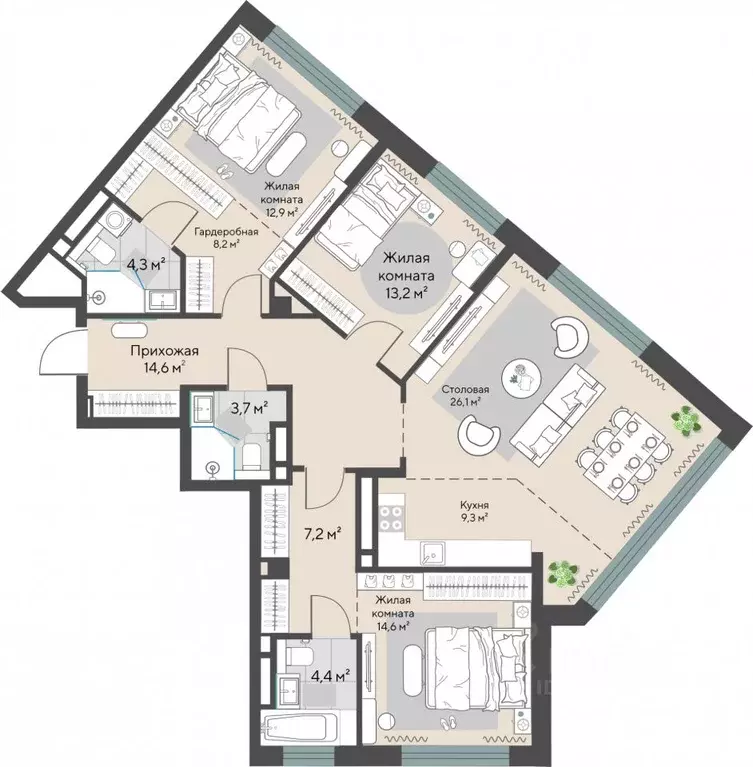 3-к кв. Свердловская область, Екатеринбург Парковый мкр, Никольский ... - Фото 1