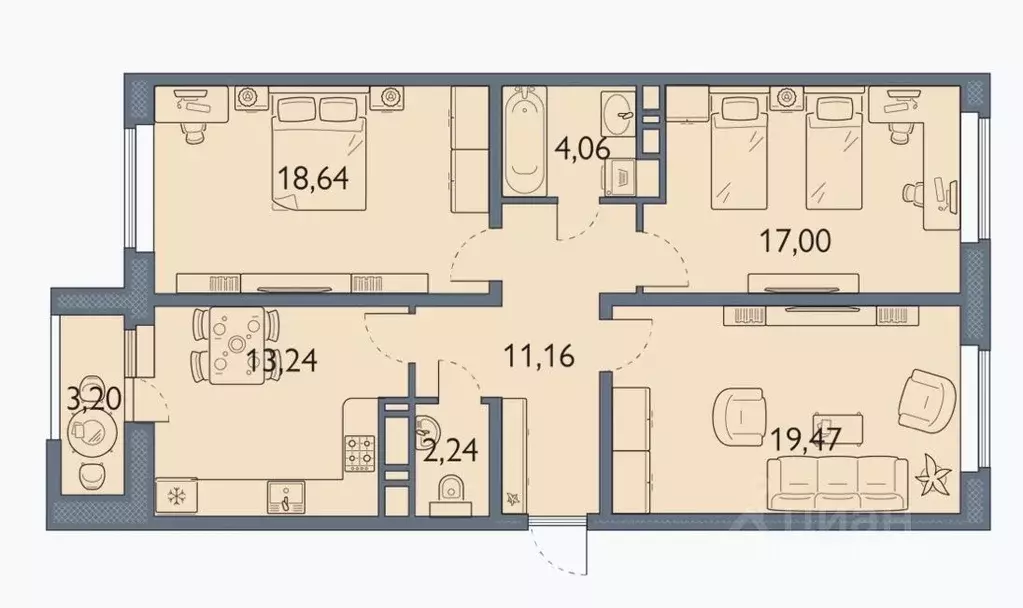 3-к кв. Брянская область, Брянск просп. Станке Димитрова, 67к7 (86.1 ... - Фото 1