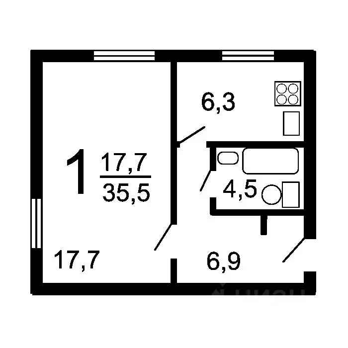 1-к кв. Москва Снежная ул., 14К1 (33.2 м) - Фото 1