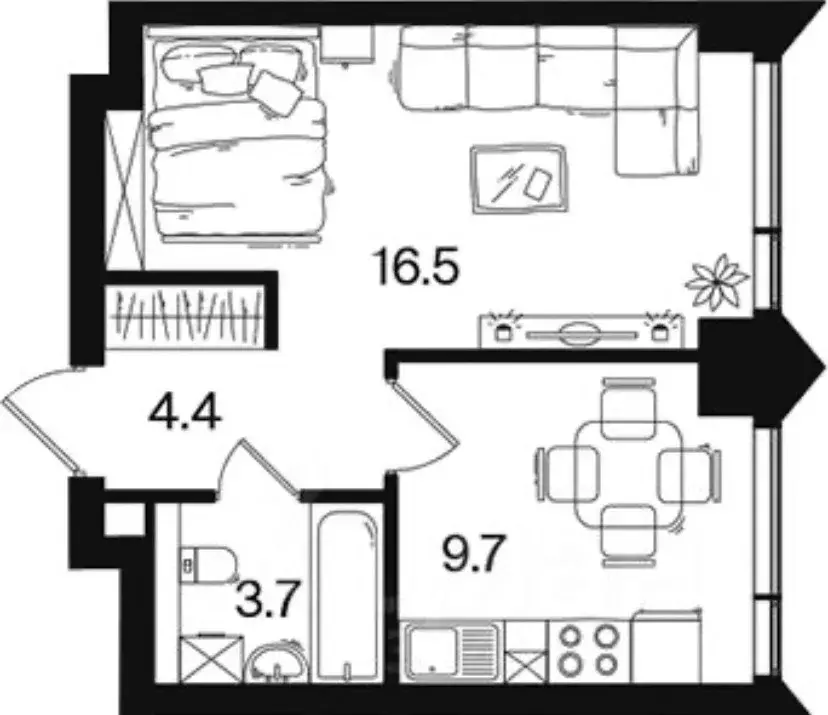 Продаётся 1-к квартира, 34.3 м - Фото 0
