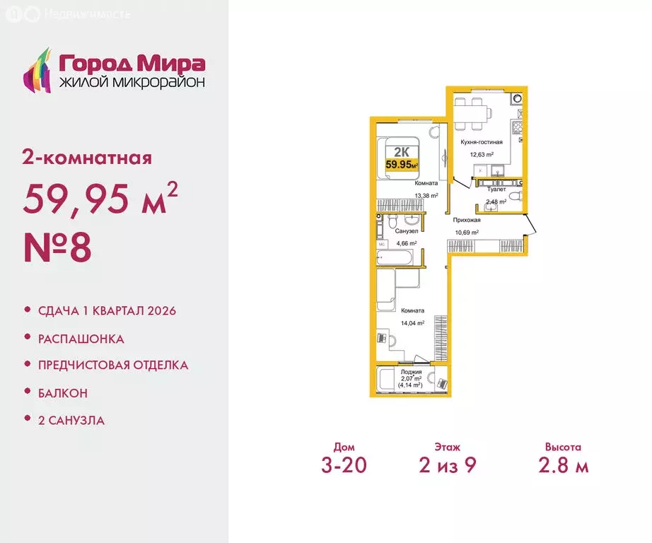 2-комнатная квартира: Симферополь, Центральный район, жилой комплекс ... - Фото 1