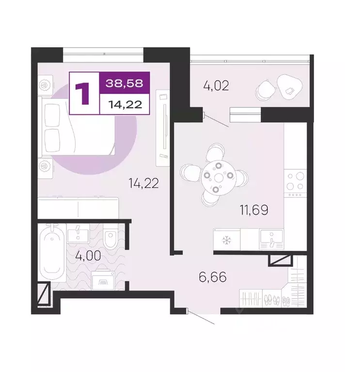 1-к кв. Брянская область, Брянск ул. А.К. Толстого, 3Б (38.58 м) - Фото 1