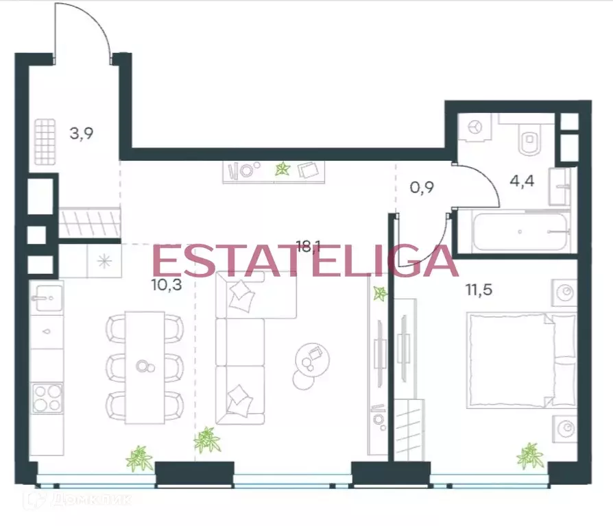 Продаётся 2-к квартира, 49.1 м - Фото 1