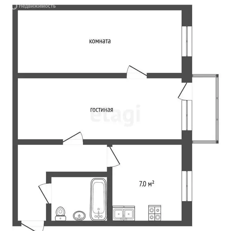 2-комнатная квартира: Чита, поселок Каштак, микрорайон Гвардейский, 1 ... - Фото 1