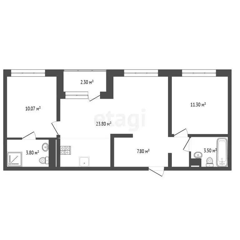 2-комнатная квартира: Тюмень, улица Энергетиков, 42А (61.3 м) - Фото 1