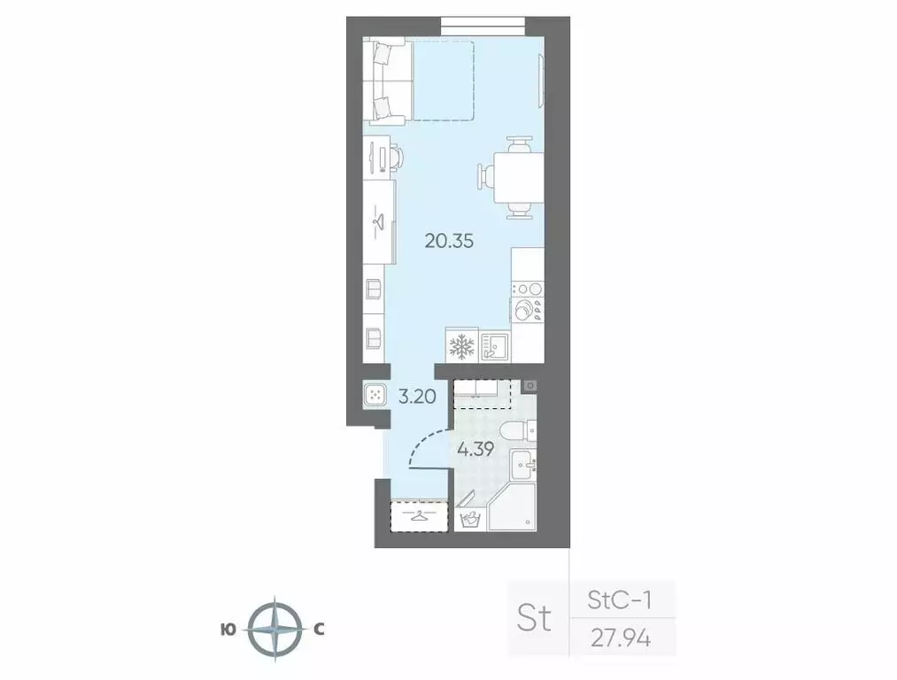 Квартира-студия: Санкт-Петербург, улица Маршала Казакова, 21 (26.93 м) - Фото 0