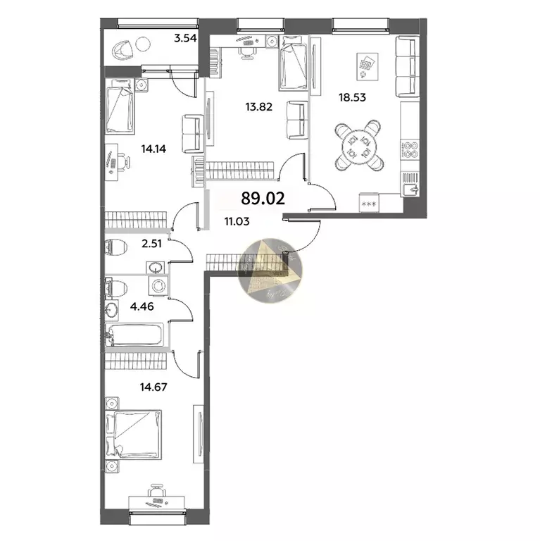 Продаётся 3-к квартира, 89.02 м - Фото 1