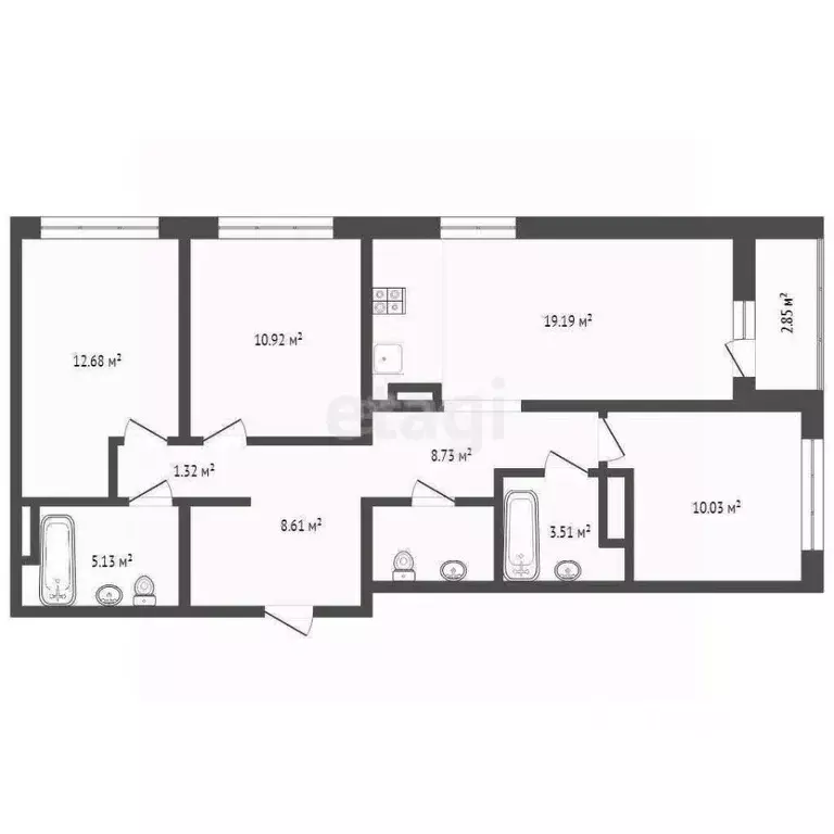 3-к кв. Тюменская область, Тюмень Рощино мкр, ул. Медовая, 16 (79.2 м) - Фото 1