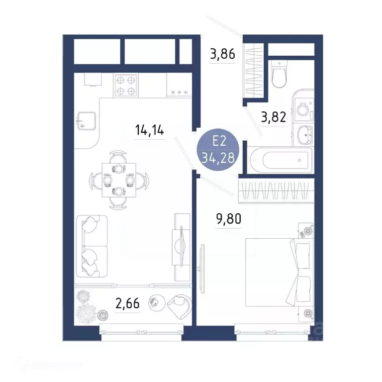 1-к кв. Рязанская область, Рязанский муниципальный округ, с. Дядьково ... - Фото 2