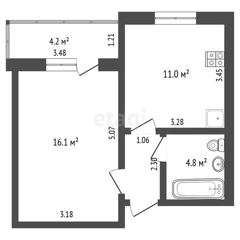 1-комнатная квартира: Самара, улица Александра Солженицына, 6 (34.8 м) - Фото 1