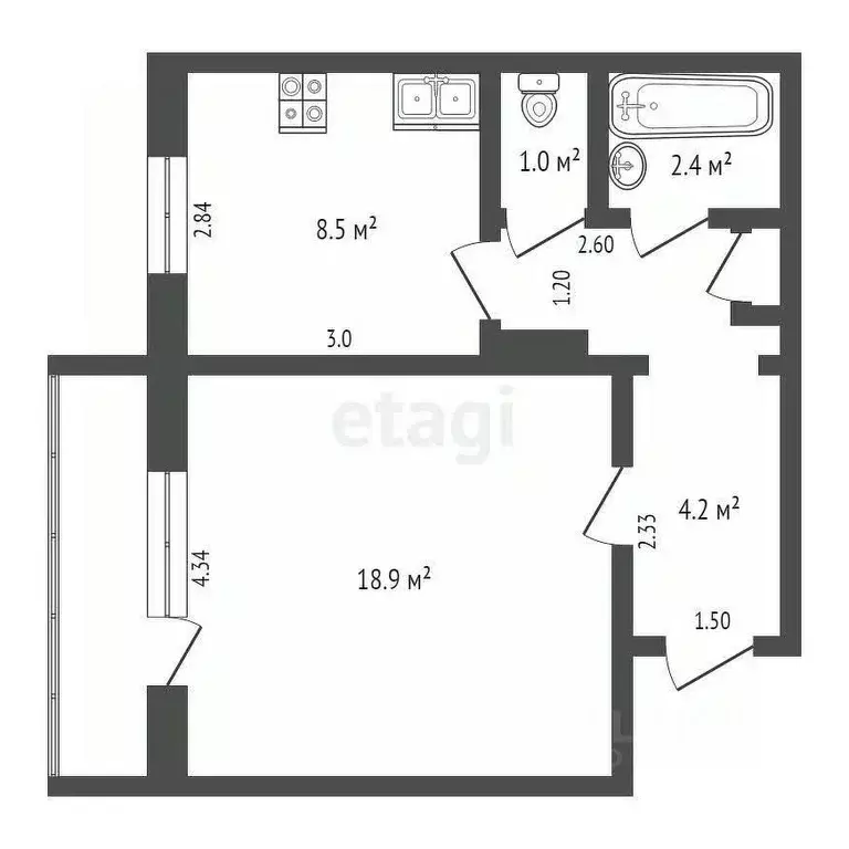 1-к кв. Ханты-Мансийский АО, Ханты-Мансийск ул. Пушкина, 3 (38.0 м) - Фото 1