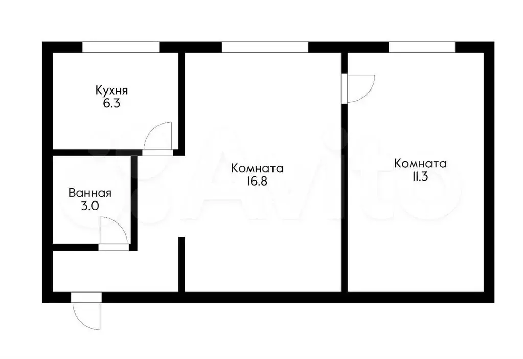 2-к. квартира, 46 м, 1/5 эт. - Фото 0