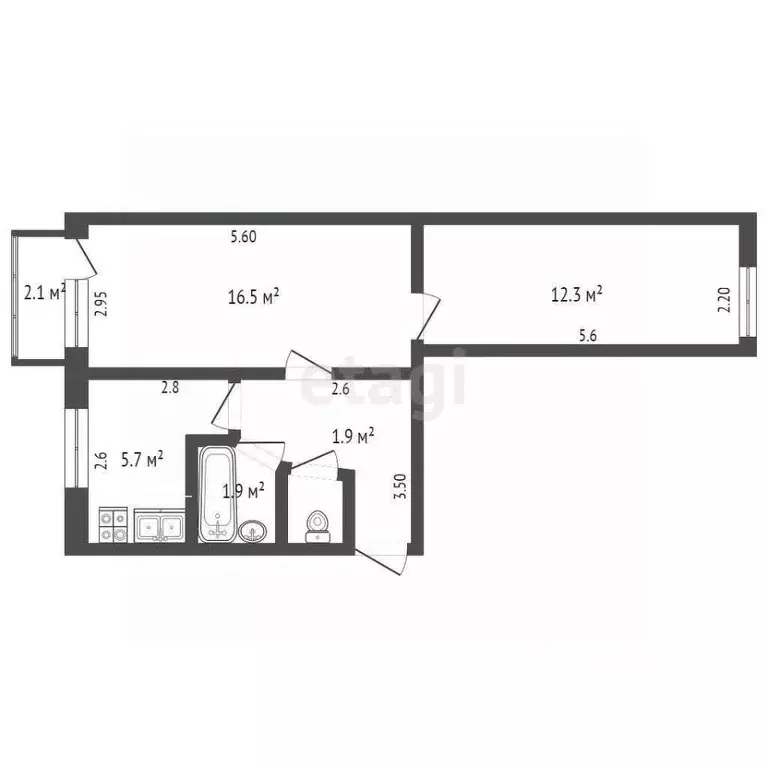 2-к кв. Крым, Ялта ул. Киевская, 9 (43.1 м) - Фото 2