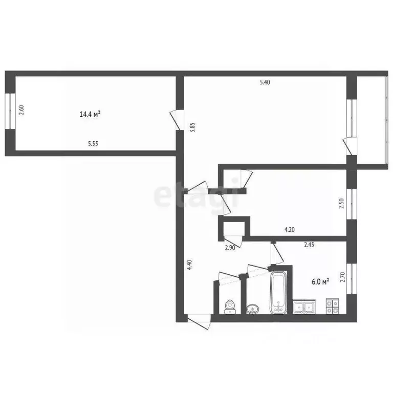 3-к кв. Белгородская область, Белгород ул. Некрасова, 5А (58.1 м) - Фото 2