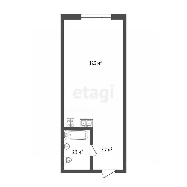 Студия Кемеровская область, Кемерово ул. Агеева, 6А (22.8 м) - Фото 1