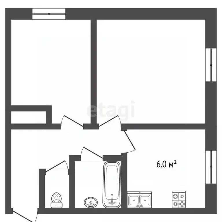 2-к кв. Вологодская область, Череповецкий район, д. Климовское 4 (41.1 ... - Фото 2