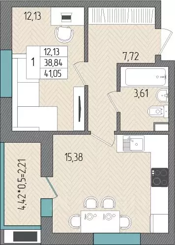 1-к кв. Краснодарский край, Темрюк  (41.05 м) - Фото 1