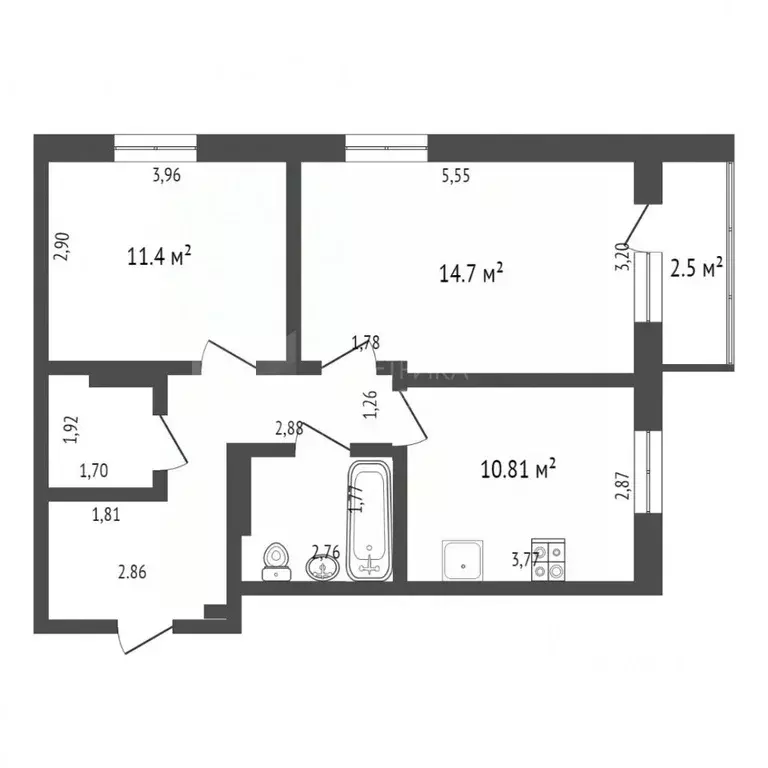 2-к кв. Тюменская область, Тюмень ул. Газовиков, 61 (58.0 м) - Фото 1