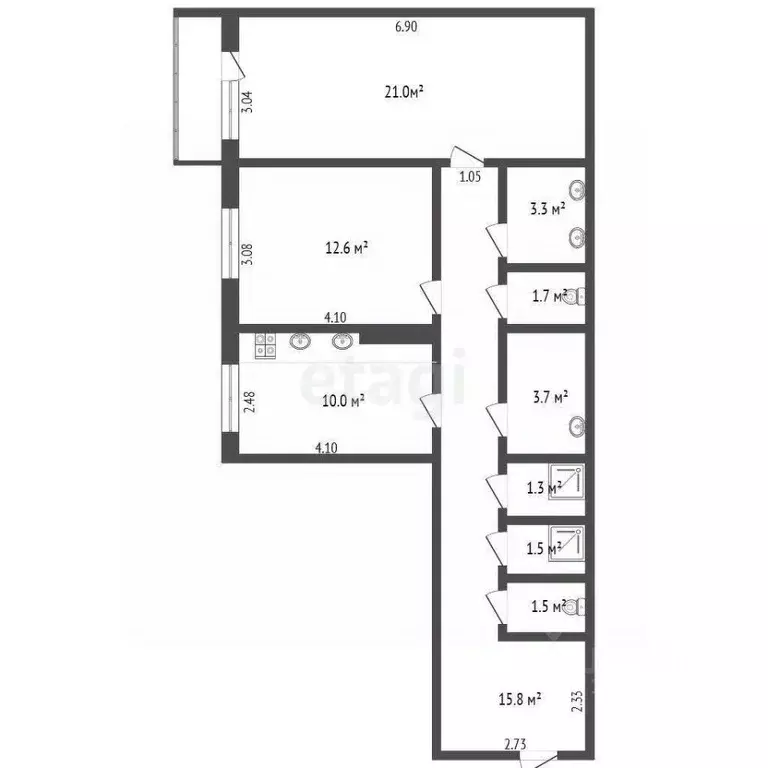 1-к кв. Саха (Якутия), Якутск просп. Михаила Николаева, 40/2 (33.6 м) - Фото 2