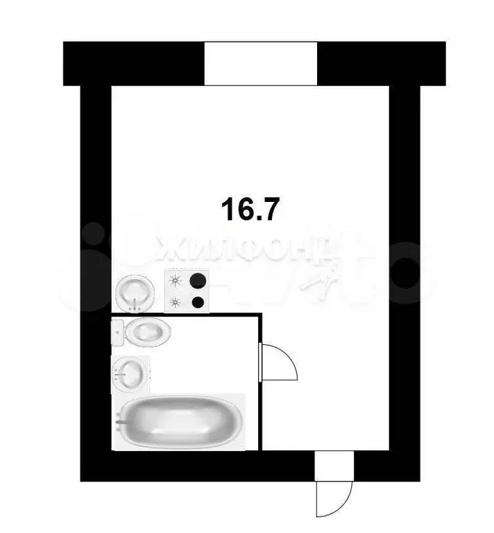 квартира-студия, 16,7 м, 1/4 эт. - Фото 0