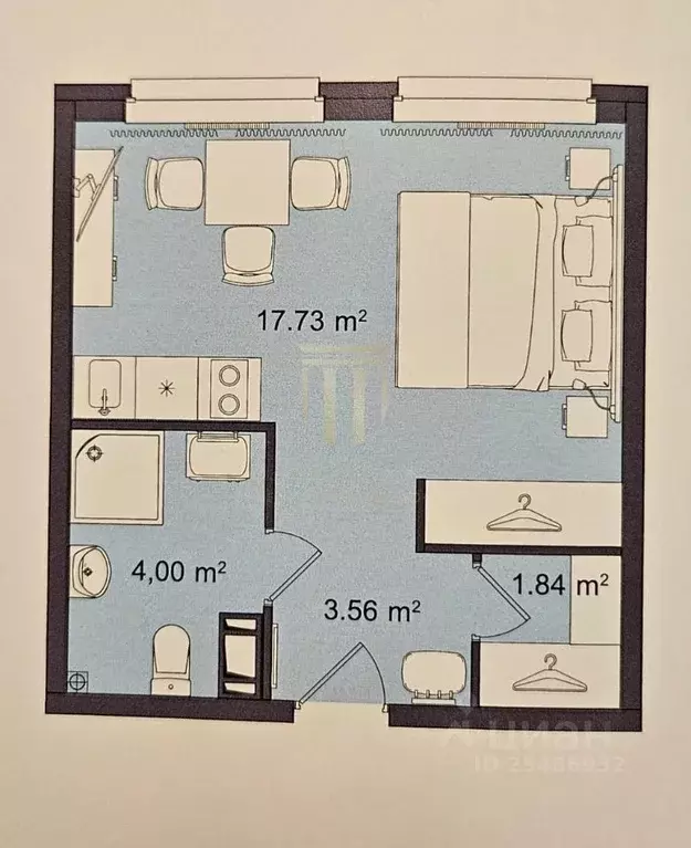 Студия Санкт-Петербург Витебский просп., 99к1 (27.3 м) - Фото 2