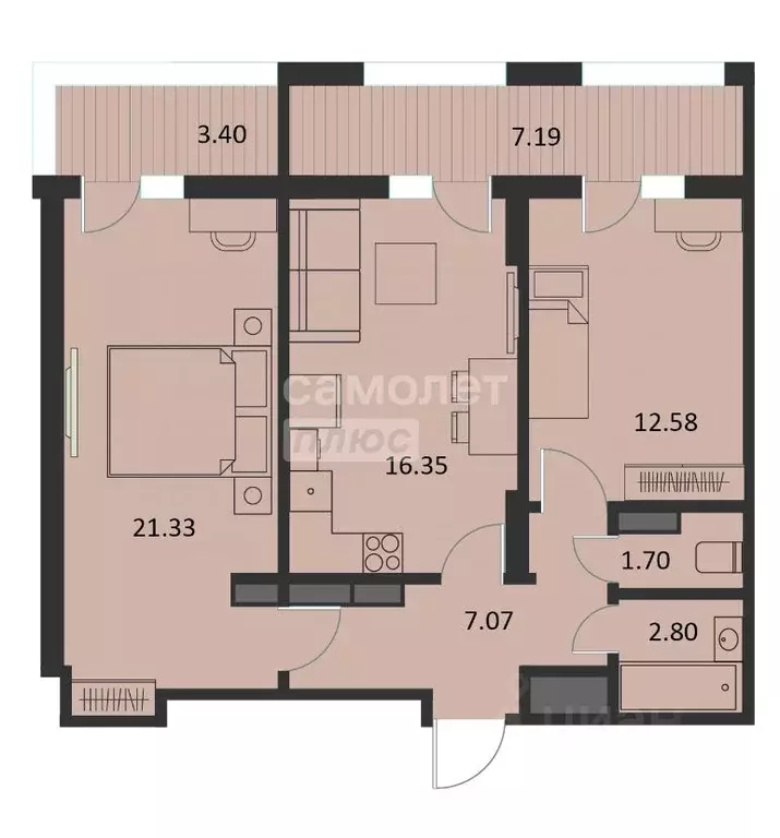 2-к кв. Курская область, Курск Хуторская ул., 33 (67.13 м) - Фото 1