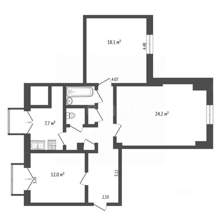3-к кв. Москва Тверская ул., 6С1 (83.0 м) - Фото 2