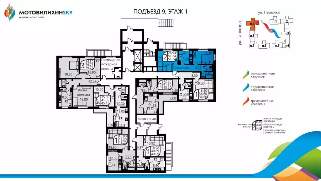 2-комнатная квартира: Пермь, улица Гашкова, 51 (50.4 м) - Фото 1