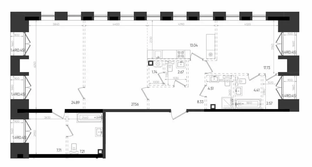3-комнатная квартира: Казань, ЖК Яналиф (124.62 м) - Фото 1