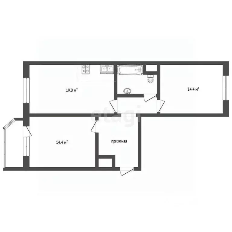 2-к кв. Тюменская область, Тюмень Кремлевская ул., 110к3 (66.4 м) - Фото 2