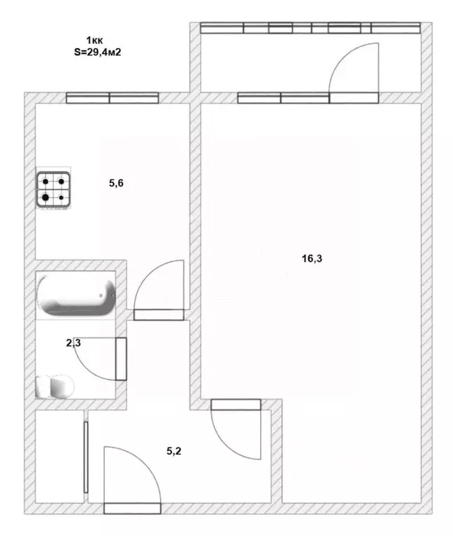 1-к кв. Калининградская область, Калининград Бассейная ул., 49 (29.4 ... - Фото 2
