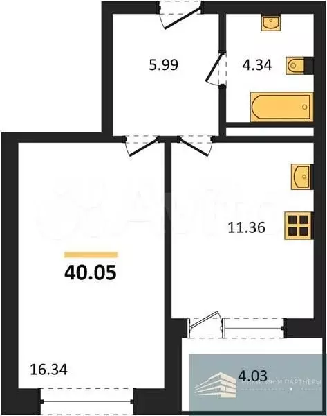 1-к. квартира, 40 м, 5/18 эт. - Фото 0