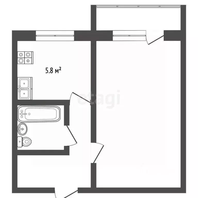 1-к кв. Архангельская область, Новодвинск Первомайская ул., 9 (30.1 м) - Фото 1
