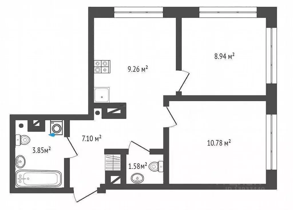 2-к кв. Тюменская область, Тюмень ул. Первооткрывателей, 14 (40.0 м) - Фото 2