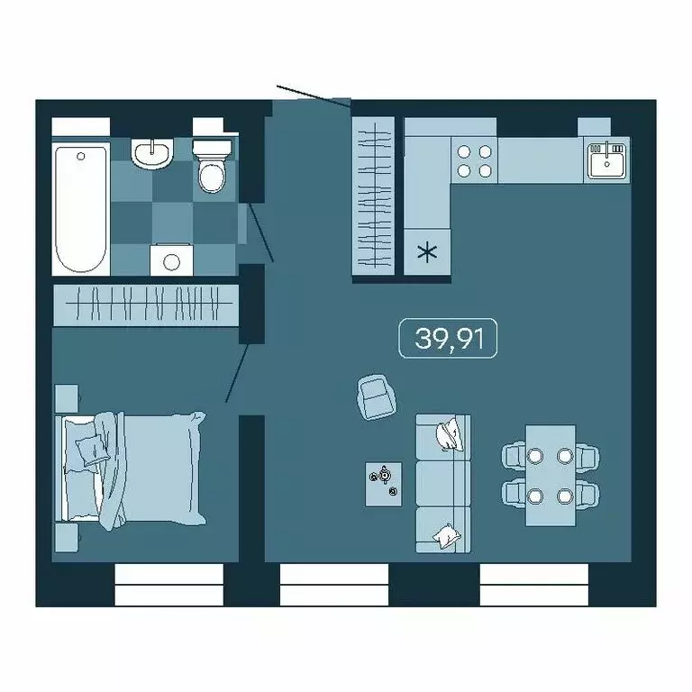 2-комнатная квартира: Владивосток, улица Борисенко, 100Кс1 (39.91 м) - Фото 1