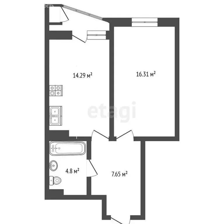 1-комнатная квартира: Алушта, Заводской переулок, 8 (45 м) - Фото 1