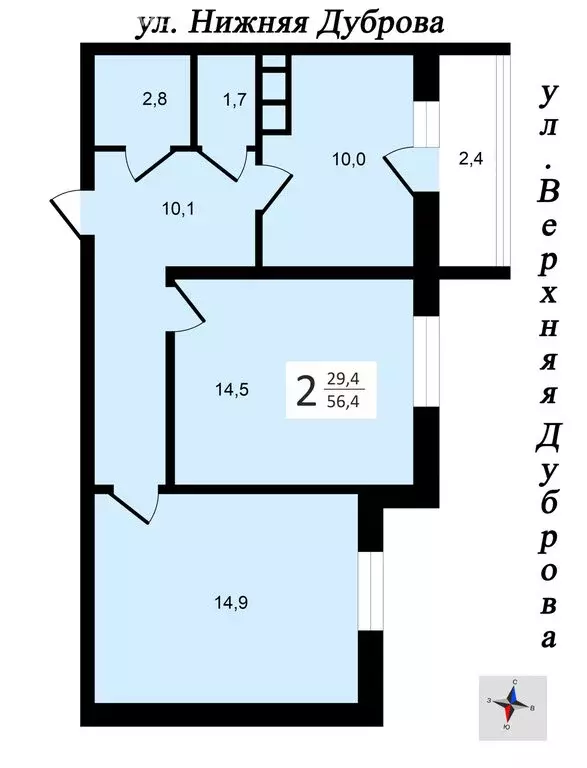 2-комнатная квартира: Владимир, улица Верхняя Дуброва, 42 (56.4 м) - Фото 0