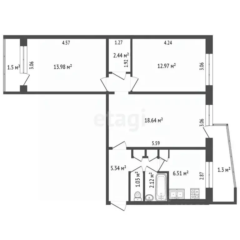 3-к кв. Мордовия, Саранск ул. Коваленко, 18 (64.0 м) - Фото 2