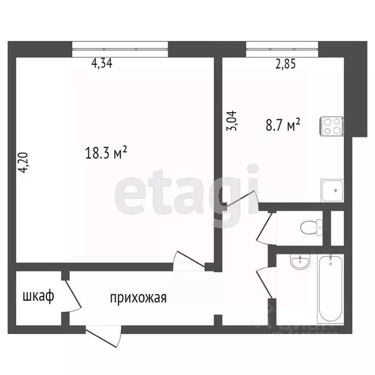 1-к кв. Челябинская область, Челябинск ул. 1-я Окружная, 3 (40.2 м) - Фото 2