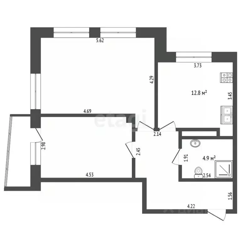 2-к кв. Тюменская область, Тюмень ул. Пермякова, 77 (63.4 м) - Фото 2