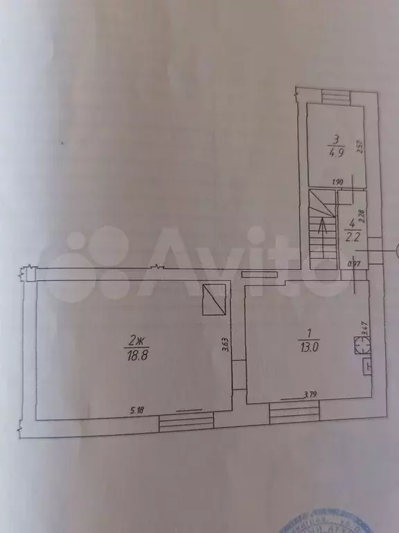 1-к. квартира, 38,9 м, 1/2 эт. - Фото 0