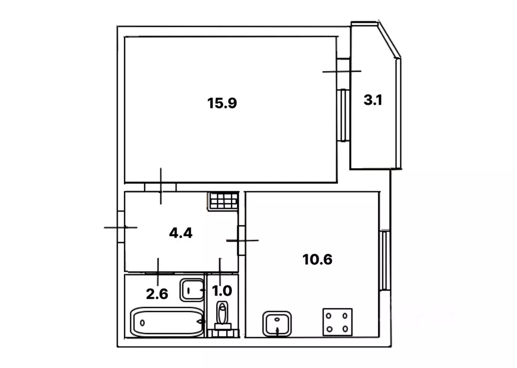 1-к кв. Санкт-Петербург Долгоозерная ул., 33к2 (34.5 м) - Фото 2
